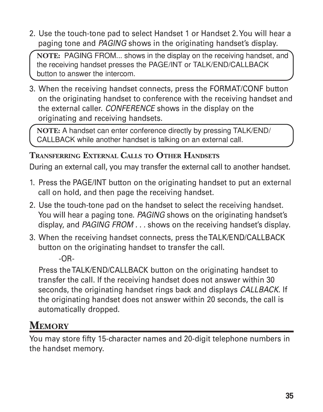 RCA 21028 manual Memory 