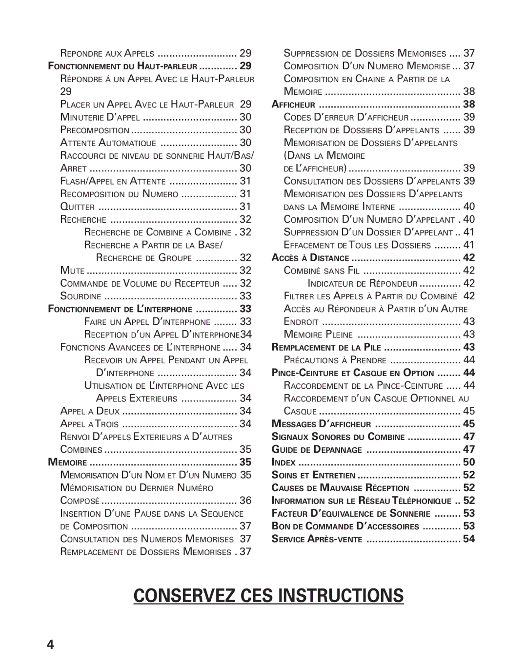 RCA 21028 manual Conservez CES Instructions 