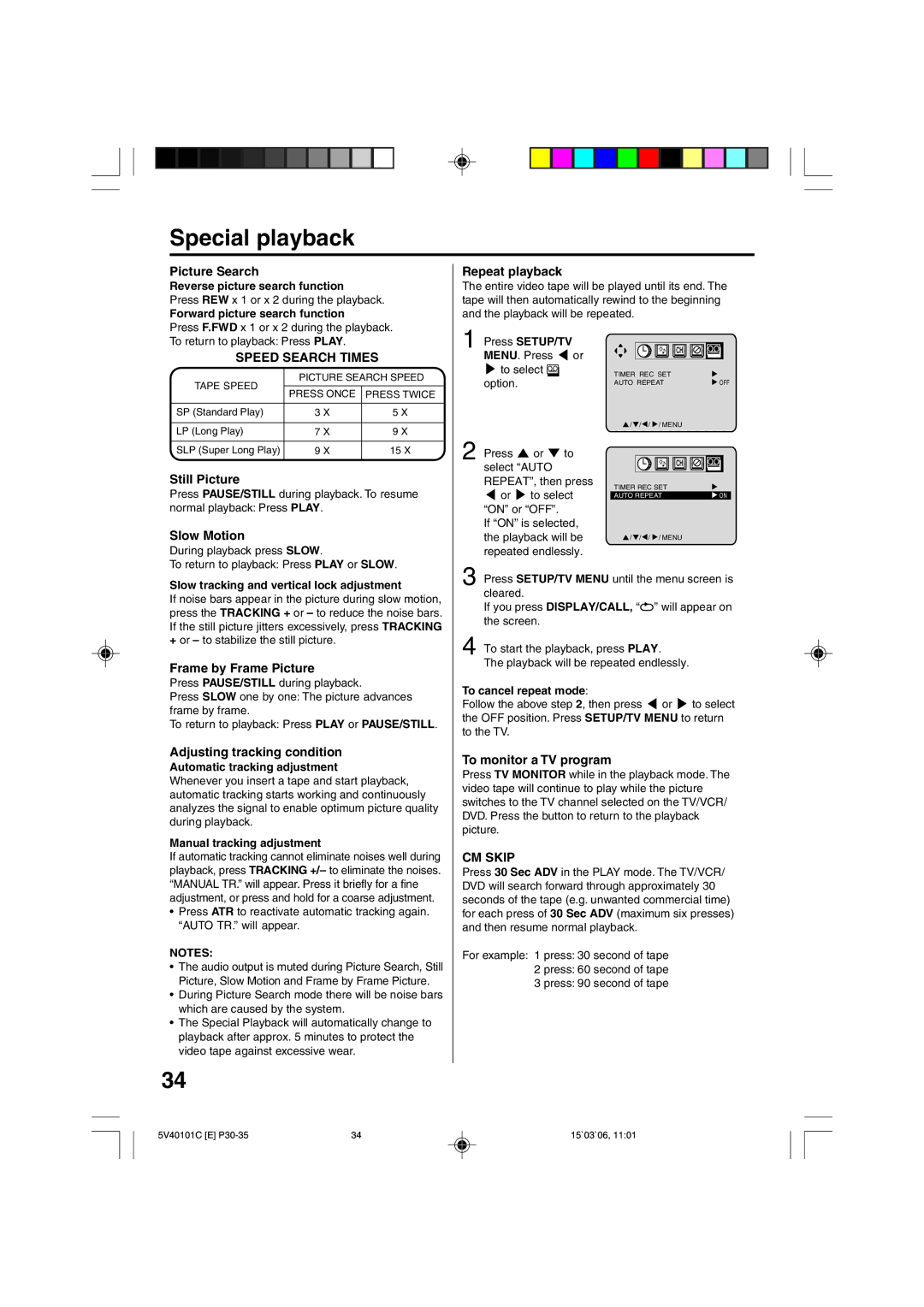 RCA 24F502TDV manual Special playback 