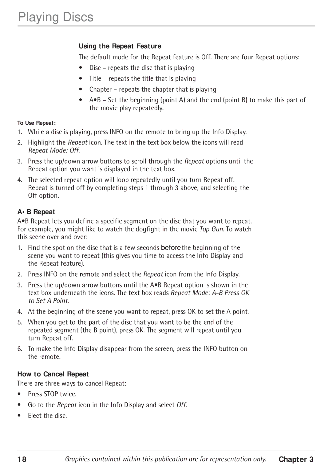 RCA 24F610TD manual Using the Repeat Feature, AB Repeat, How to Cancel Repeat 