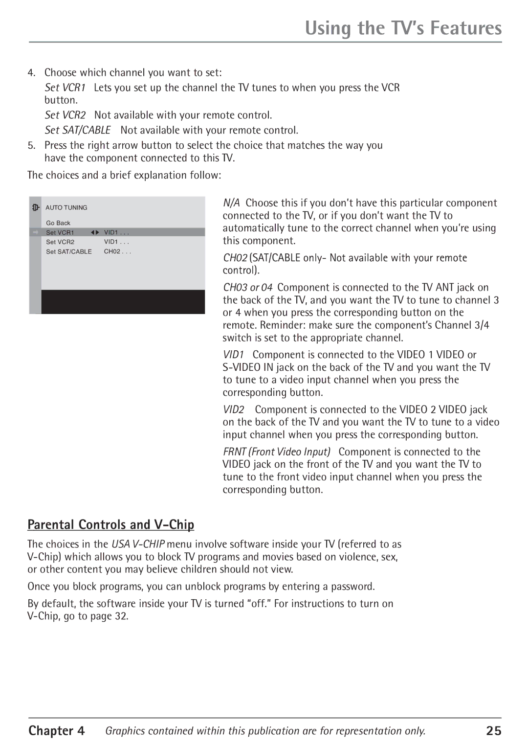 RCA 24F610TD manual Using the TV’s Features, Parental Controls and V-Chip 