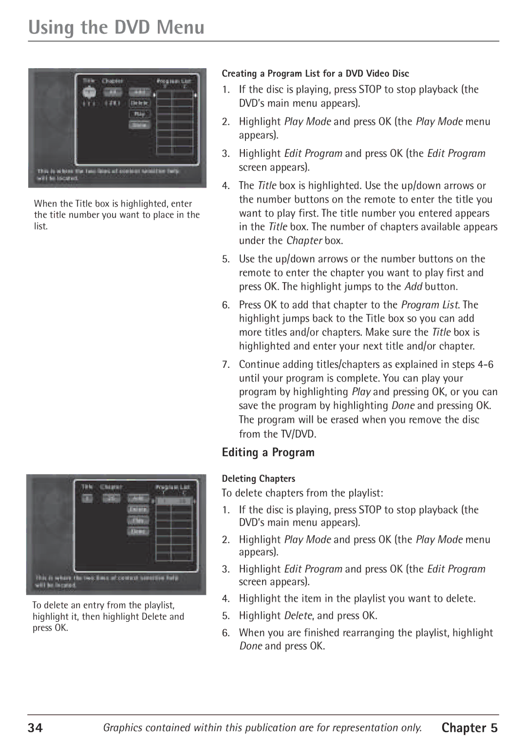 RCA 24F610TD manual Using the DVD Menu, Editing a Program 