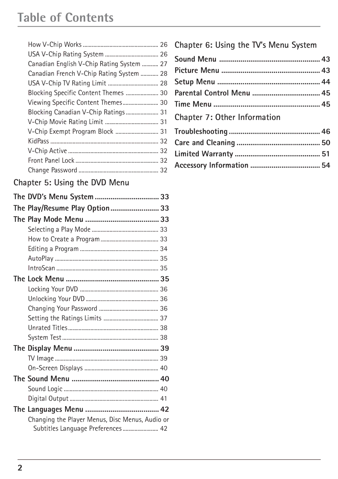 RCA 24F610TD manual Other Information, Using the DVD Menu 