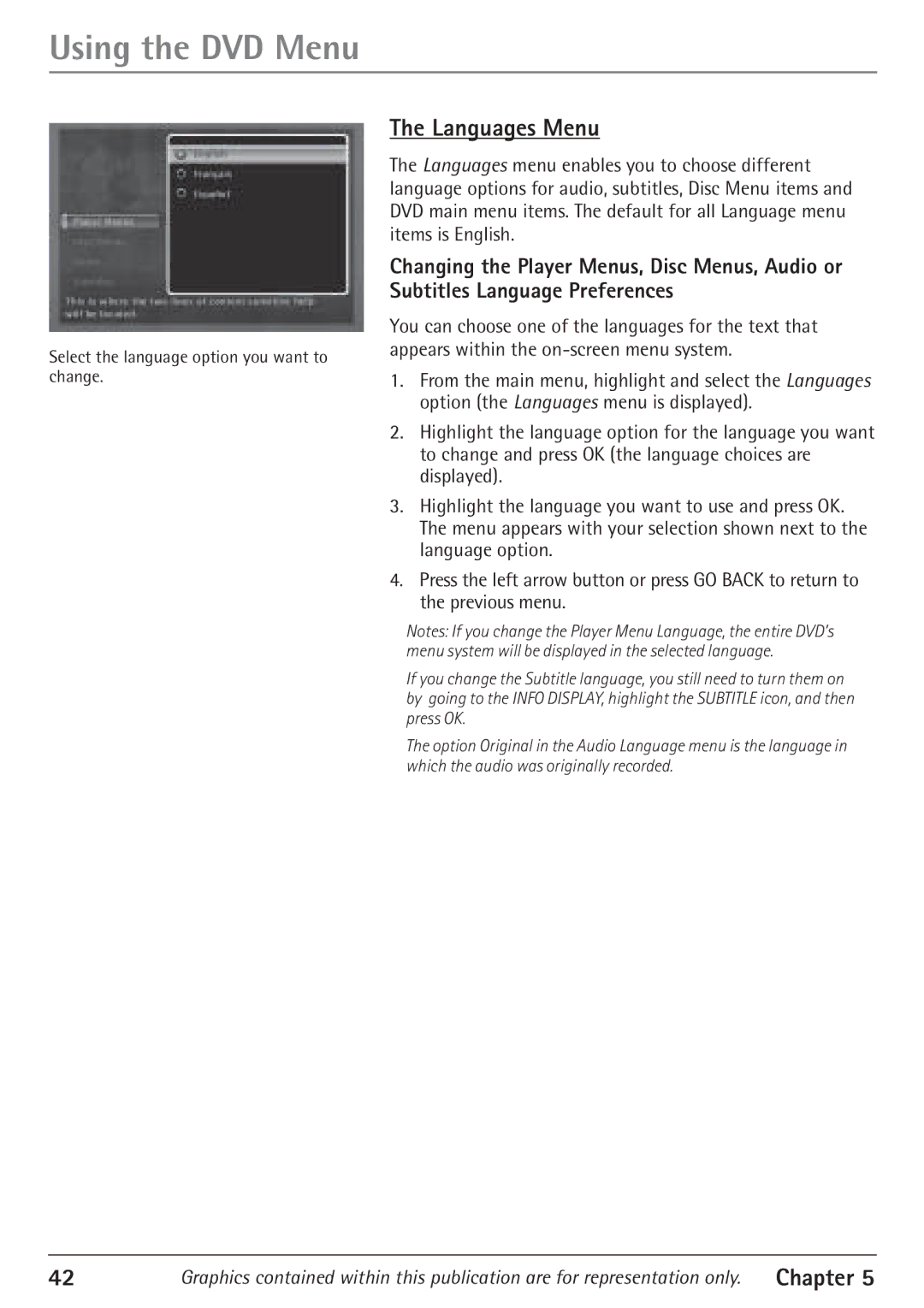 RCA 24F610TD manual Languages Menu 