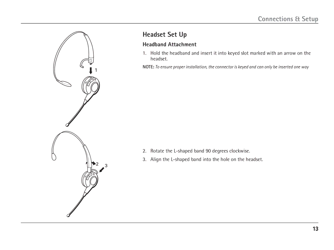 RCA 25110 manual Headset Set Up, Headband Attachment 