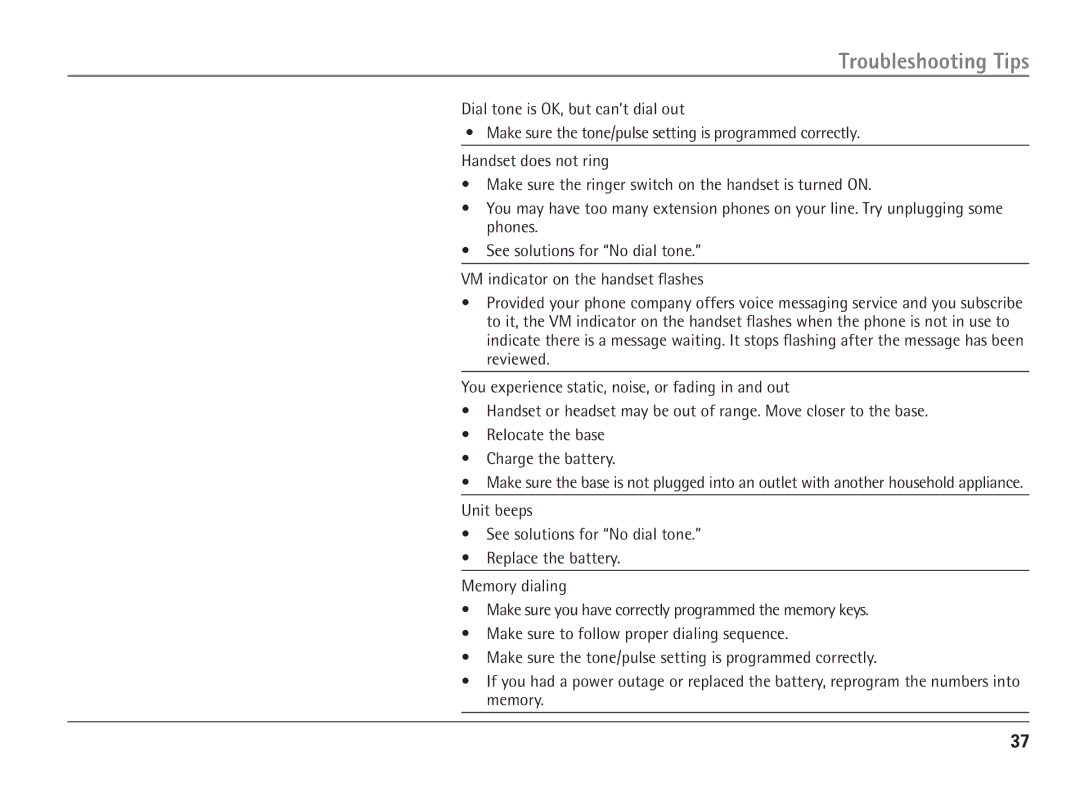 RCA 25110 manual Troubleshooting Tips 