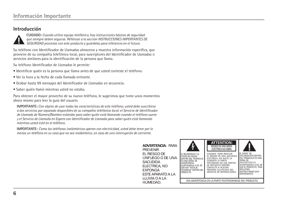 RCA 25110 manual Introducción, Advertencia Para 