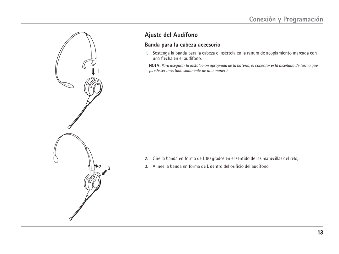 RCA 25110 manual Ajuste del Audífono, Banda para la cabeza accesorio 