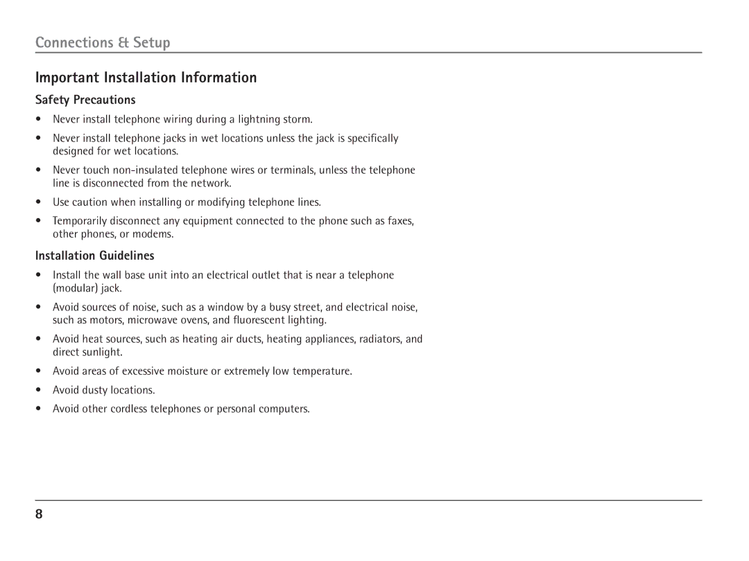 RCA 25110 manual Important Installation Information, Safety Precautions, Installation Guidelines 