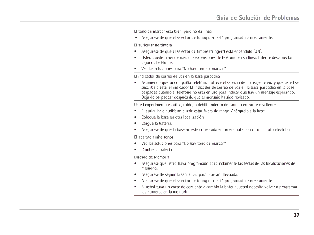 RCA 25110 manual Guía de Solución de Problemas 