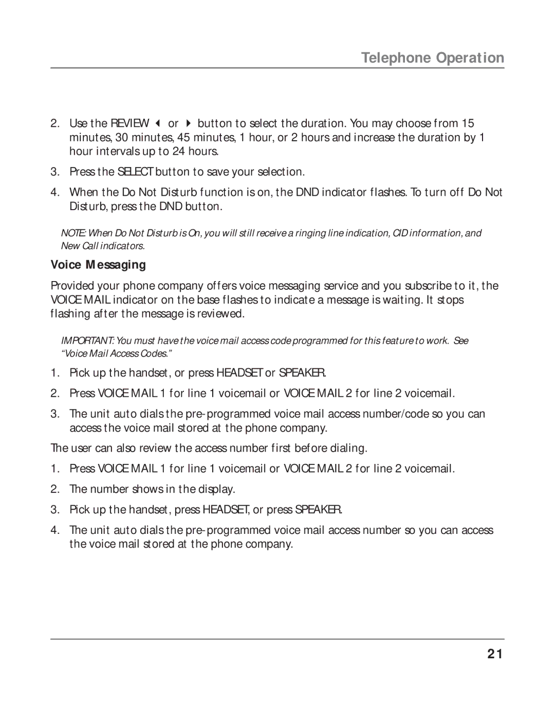 RCA 25202 manual Voice Messaging 