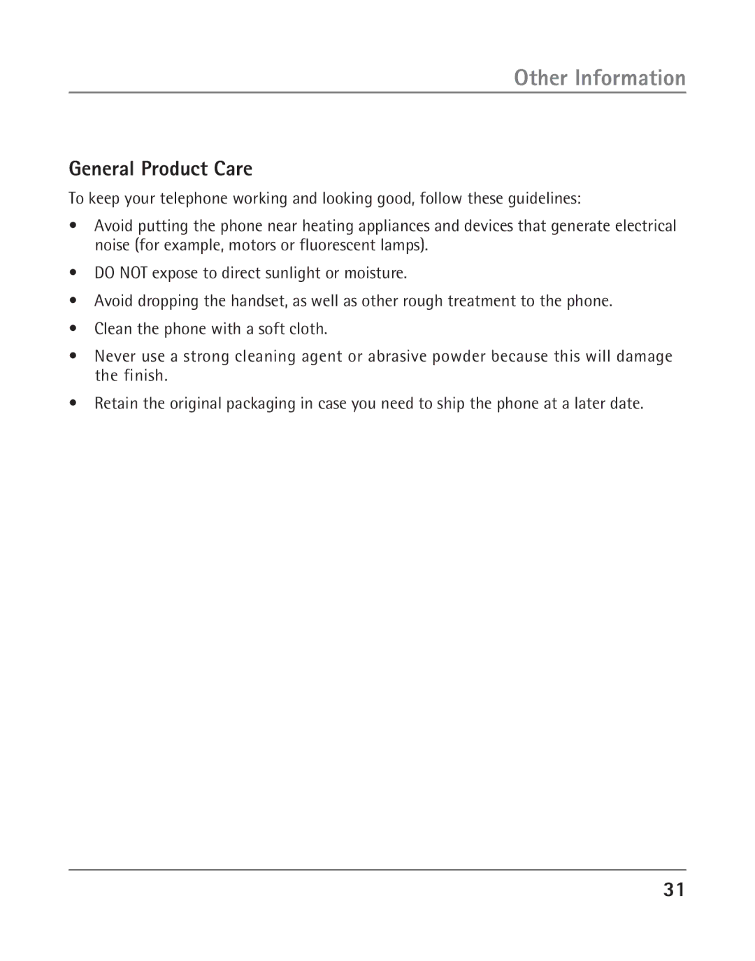 RCA 25202 manual General Product Care 