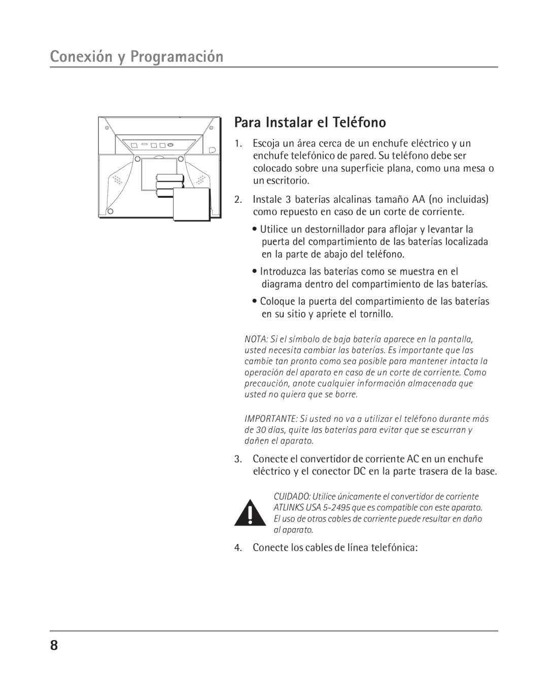 RCA 25202 manual Para Instalar el Teléfono, Conecte los cables de línea telefónica 