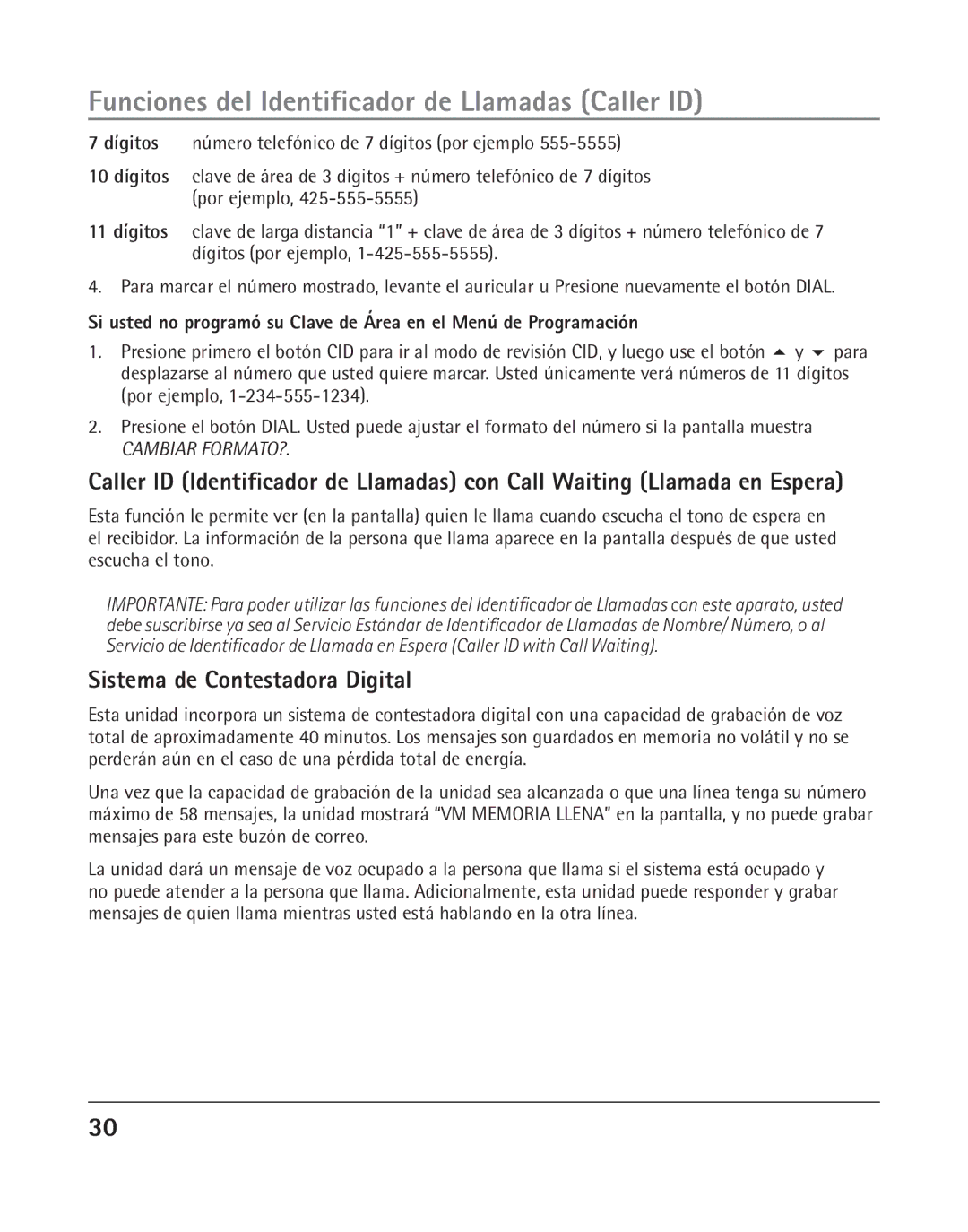 RCA 25205 manual Sistema de Contestadora Digital 