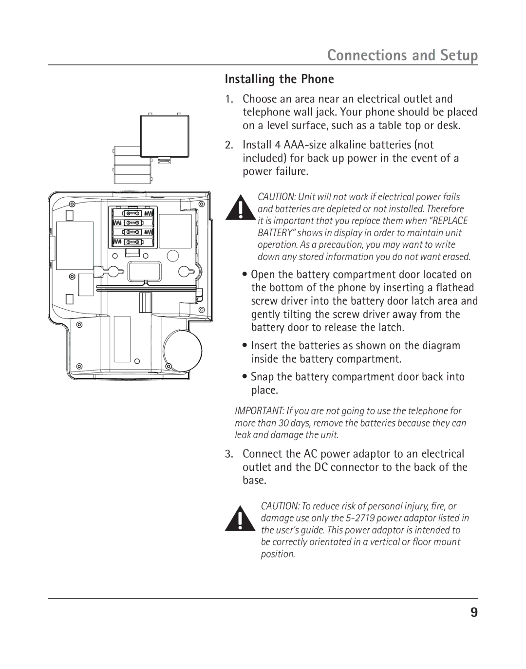 RCA 25205 manual Installing the Phone, Snap the battery compartment door back into place 