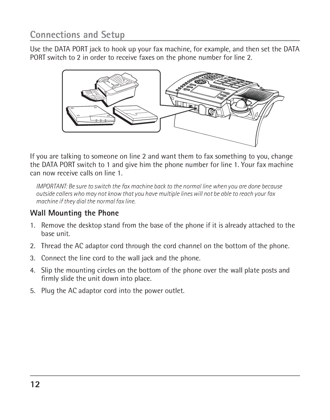 RCA 25205 manual Wall Mounting the Phone 