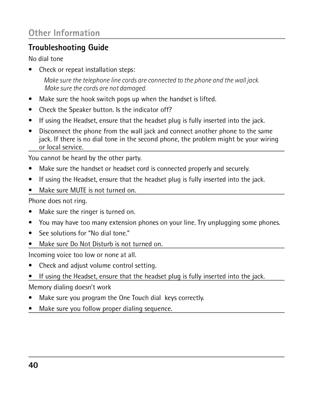 RCA 25205 manual Troubleshooting Guide 