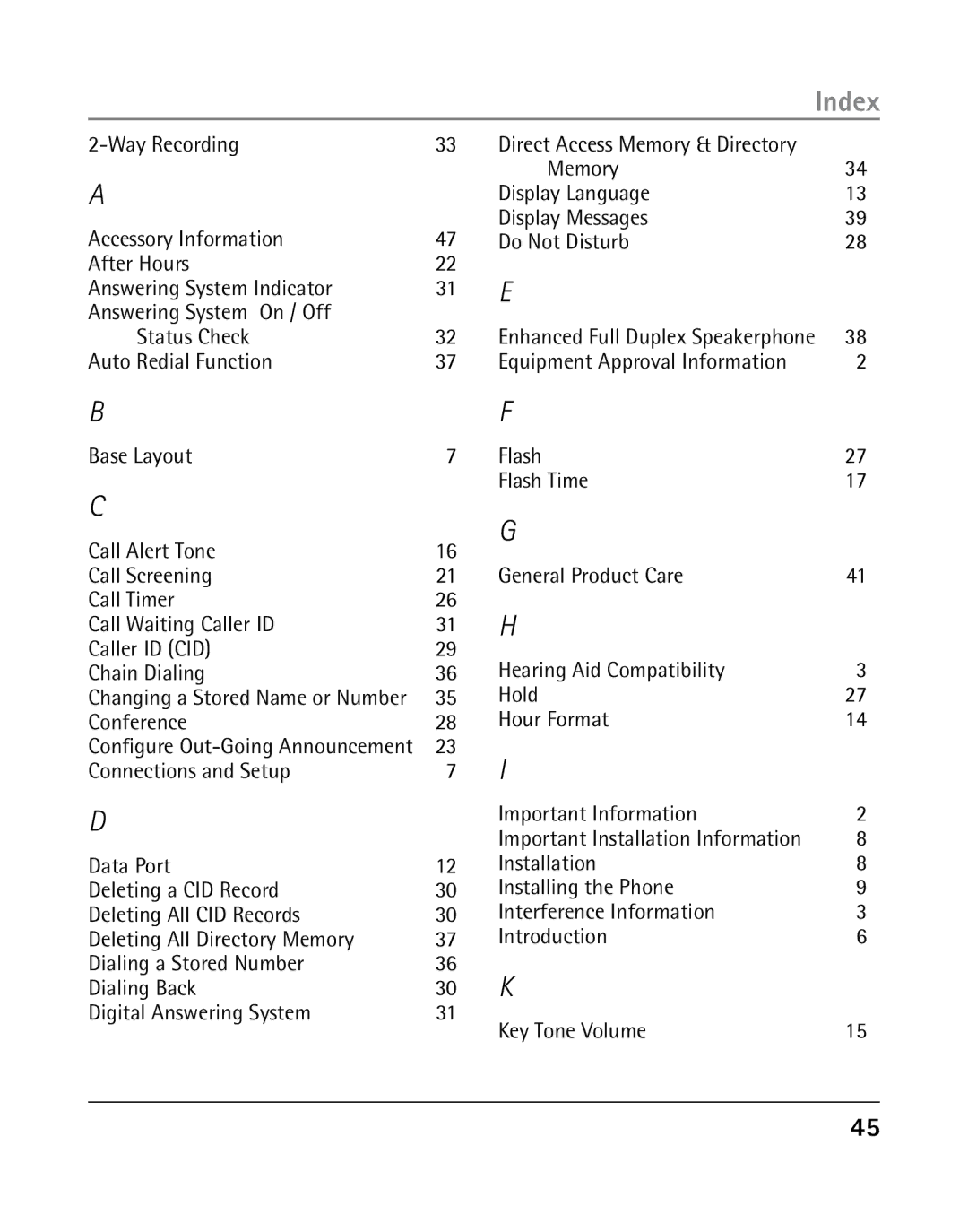 RCA 25205 manual Direct Access Memory & Directory, Enhanced Full Duplex Speakerphone, Changing a Stored Name or Number 