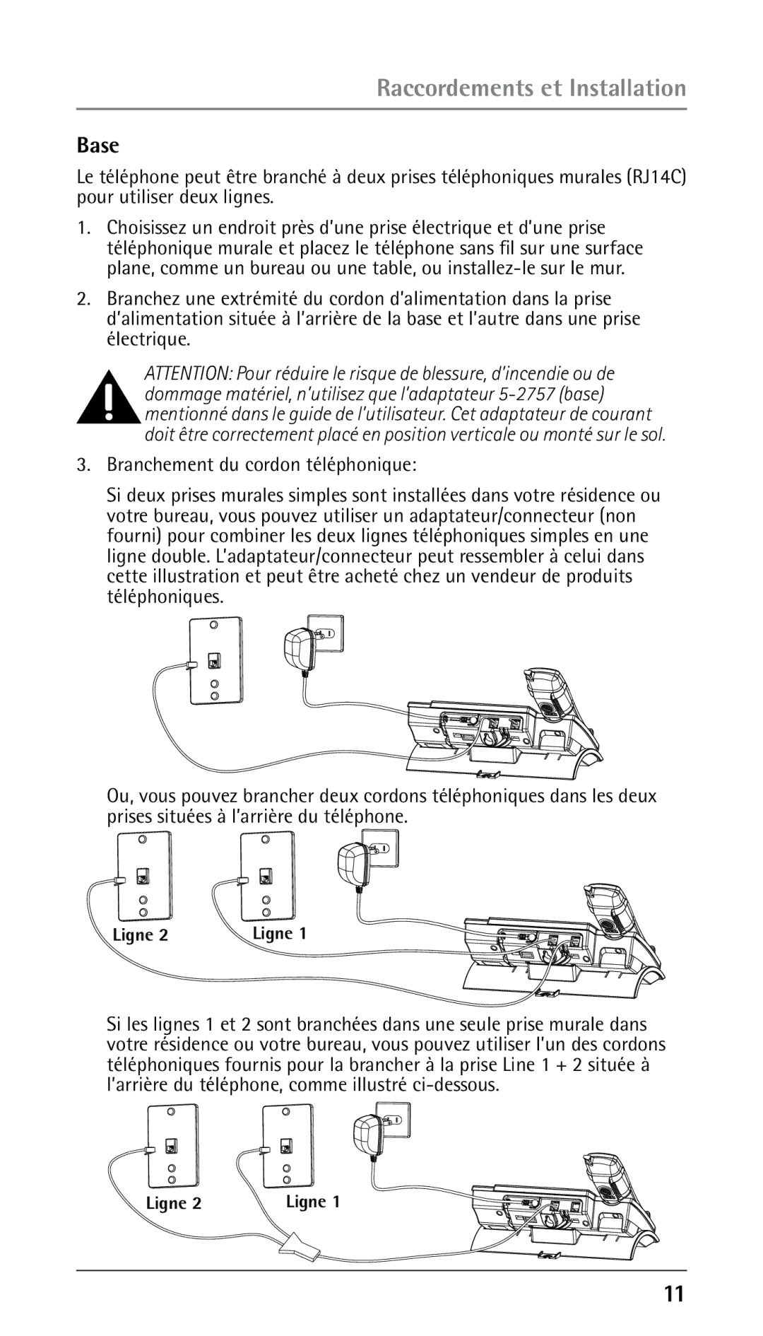 RCA 25210 manual Base, Ligne 