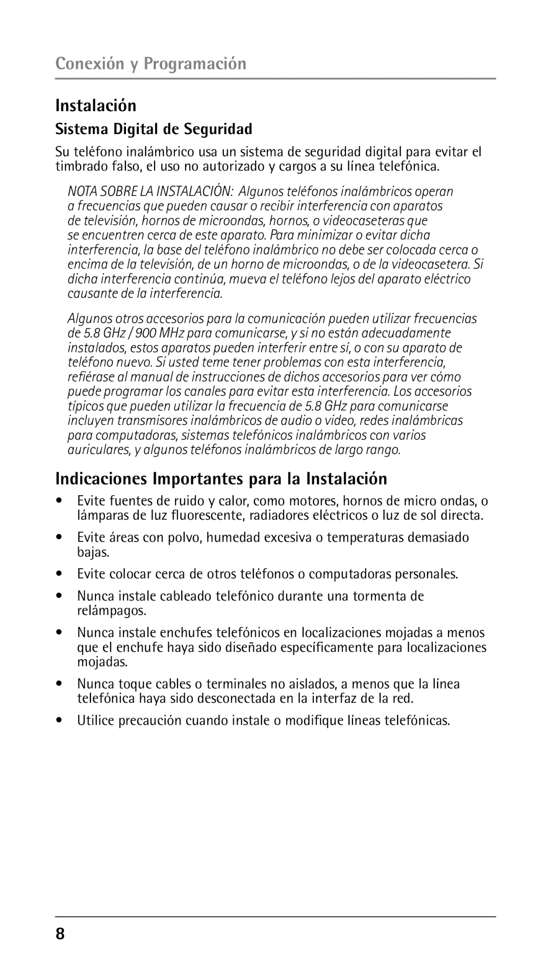 RCA 25250 manual Indicaciones Importantes para la Instalación, Sistema Digital de Seguridad 