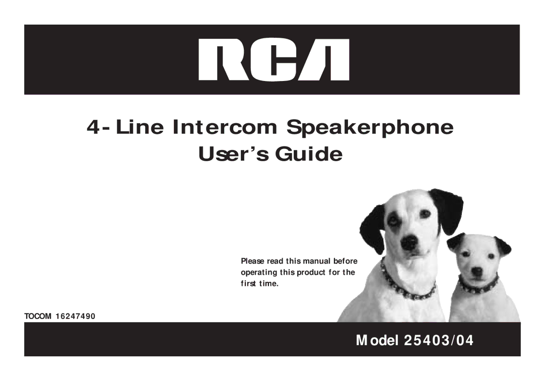 RCA 25403/04 manual Line Intercom Speakerphone User’s Guide 