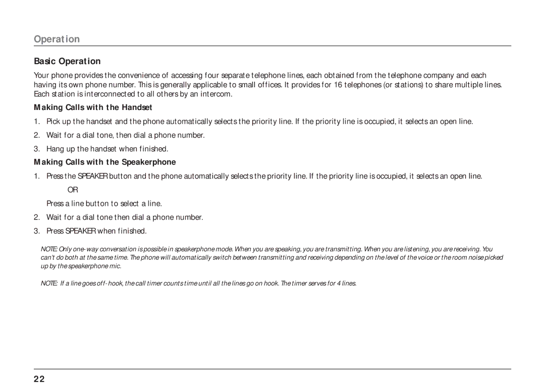 RCA 25403/04 manual Basic Operation, Making Calls with the Handset, Making Calls with the Speakerphone 