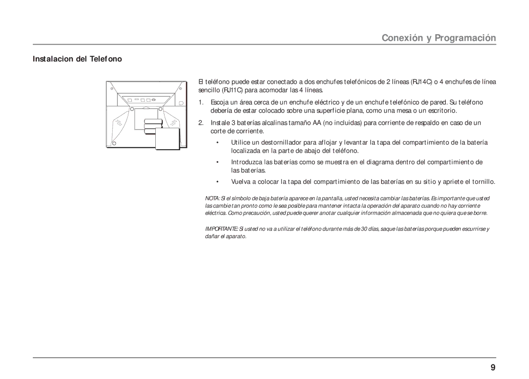 RCA 25403/04 manual Instalacion del Telefono 