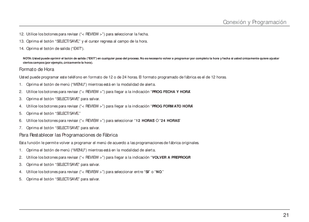 RCA 25403/04 manual Formato de Hora, Para Restablecer las Programaciones de Fábrica 