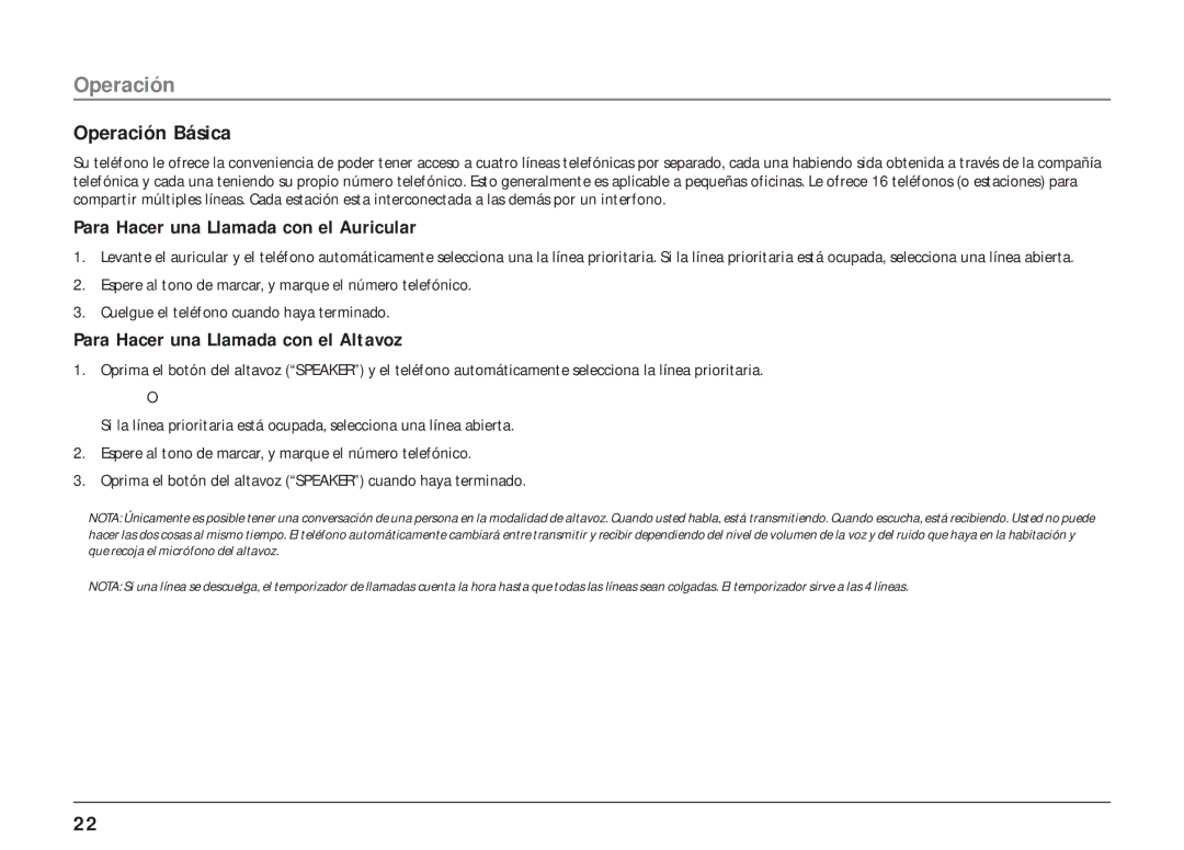 RCA 25403/04 manual Operación Básica, Para Hacer una Llamada con el Auricular, Para Hacer una Llamada con el Altavoz 