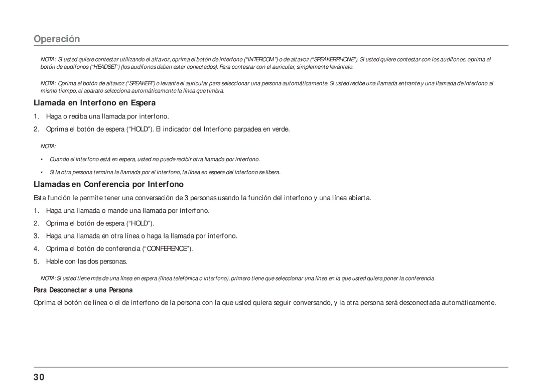 RCA 25403/04 manual Llamada en Interfono en Espera, Llamadas en Conferencia por Interfono 