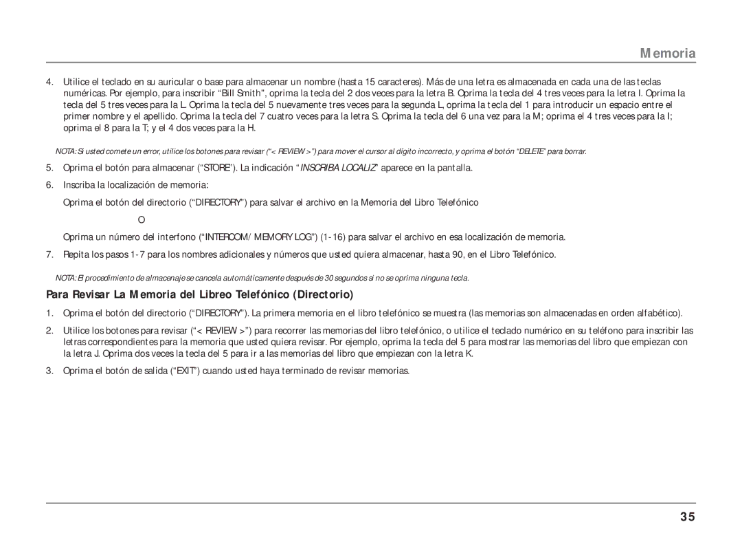 RCA 25403/04 manual Para Revisar La Memoria del Libreo Telefónico Directorio 