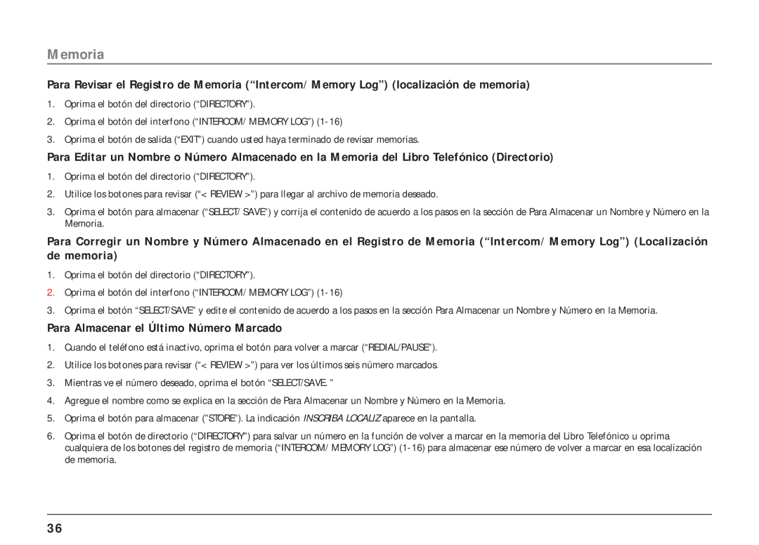 RCA 25403/04 manual Para Almacenar el Último Número Marcado 