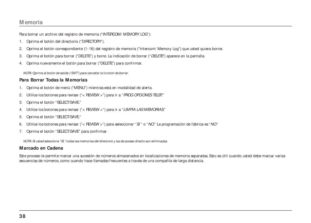 RCA 25403/04 manual Para Borrar Todas la Memorias, Marcado en Cadena 