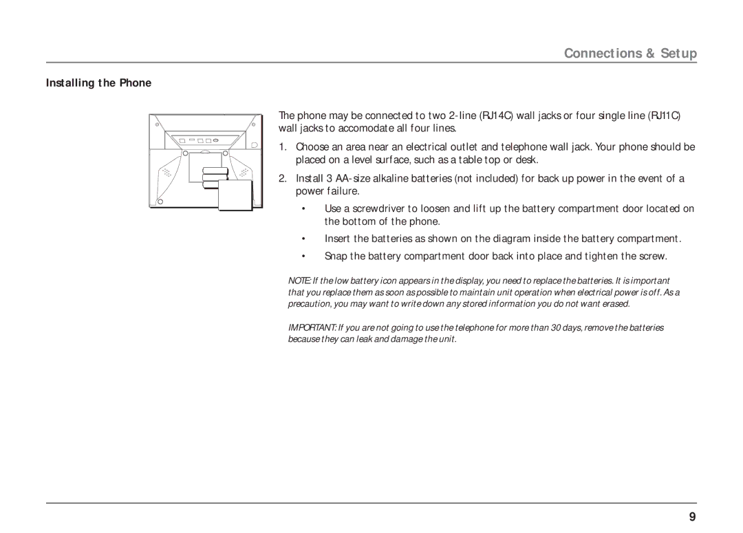 RCA 25403, 25404 manual Installing the Phone 