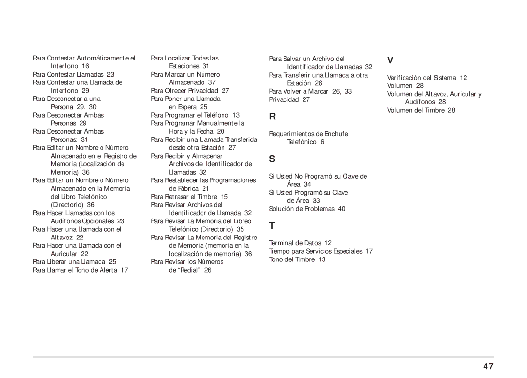 RCA 25403, 25404 manual Personas Para Desconectar Ambas, En Espera, Verificación del Sistema 12 Volumen, Volumen del Timbre 