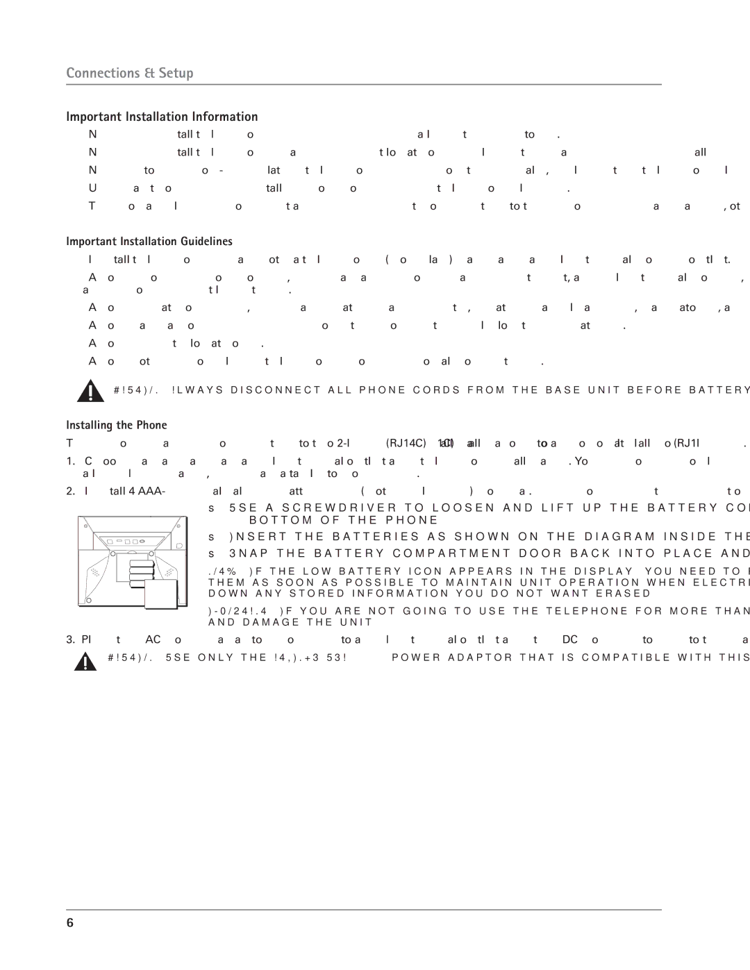 RCA 25413, 14 manual Important Installation Information, Important Installation Guidelines, Installing the Phone 