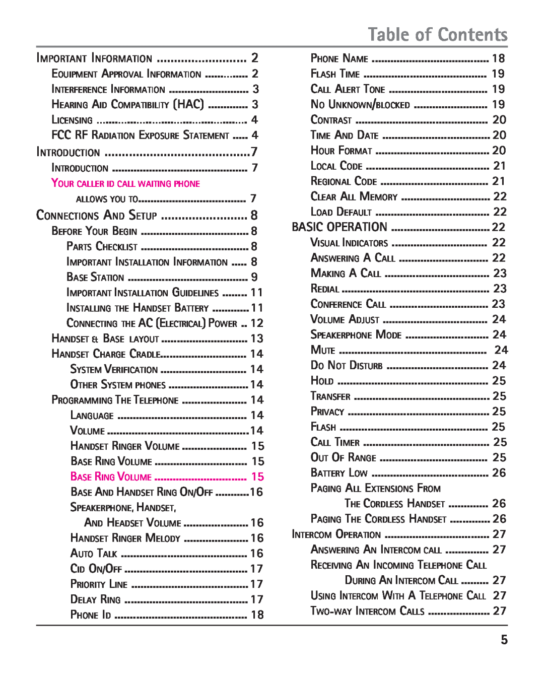 RCA 25420 manual Table of Contents, IMPORTANT INFORMATlON ...........…, Connections And Setup 