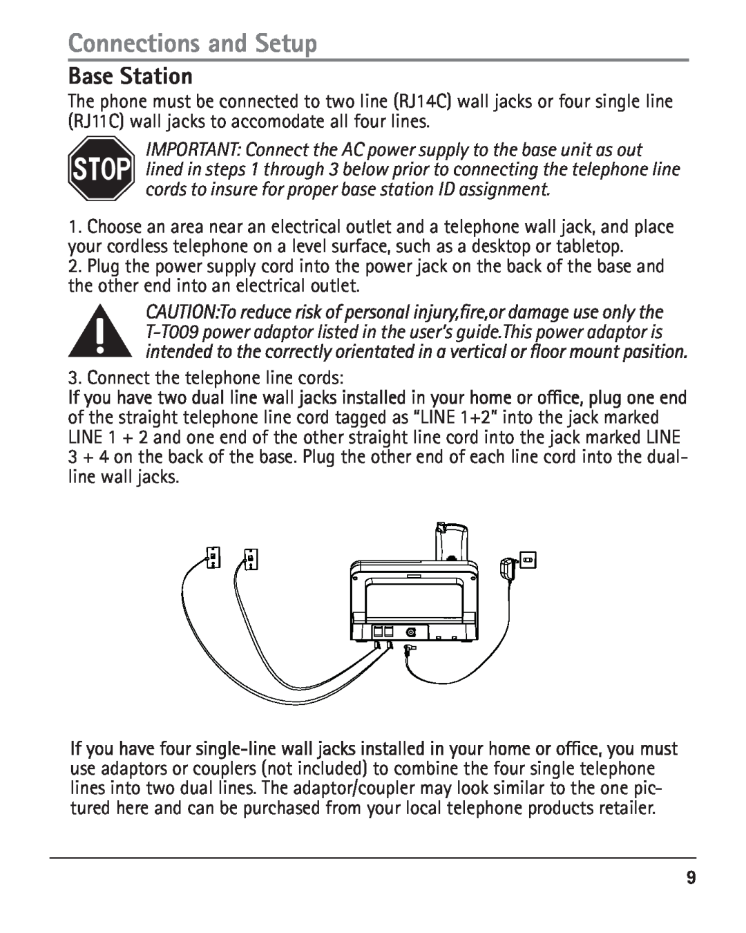 RCA 25420 manual Base Station, Connections and Setup 