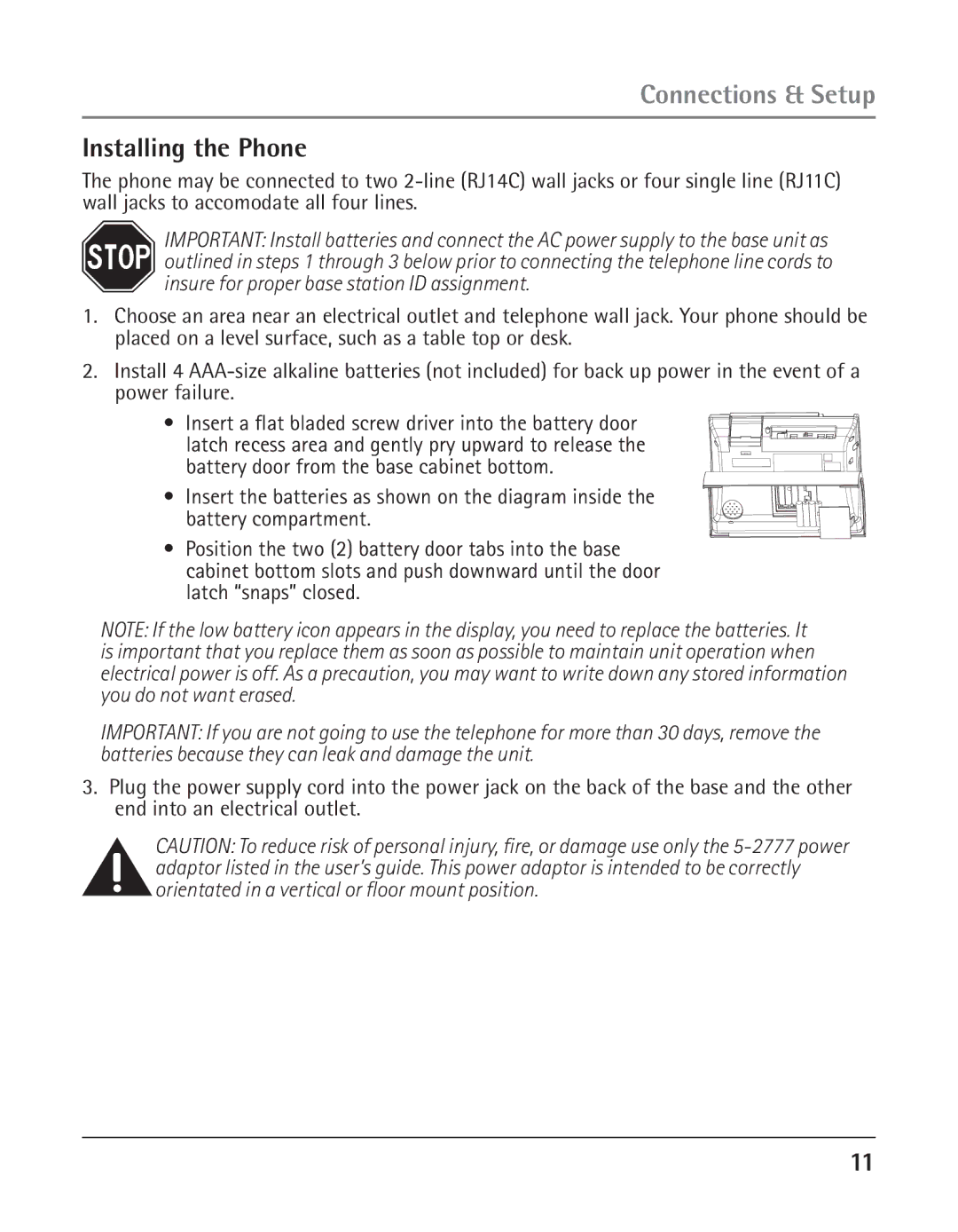 RCA 25423 manual Installing the Phone 