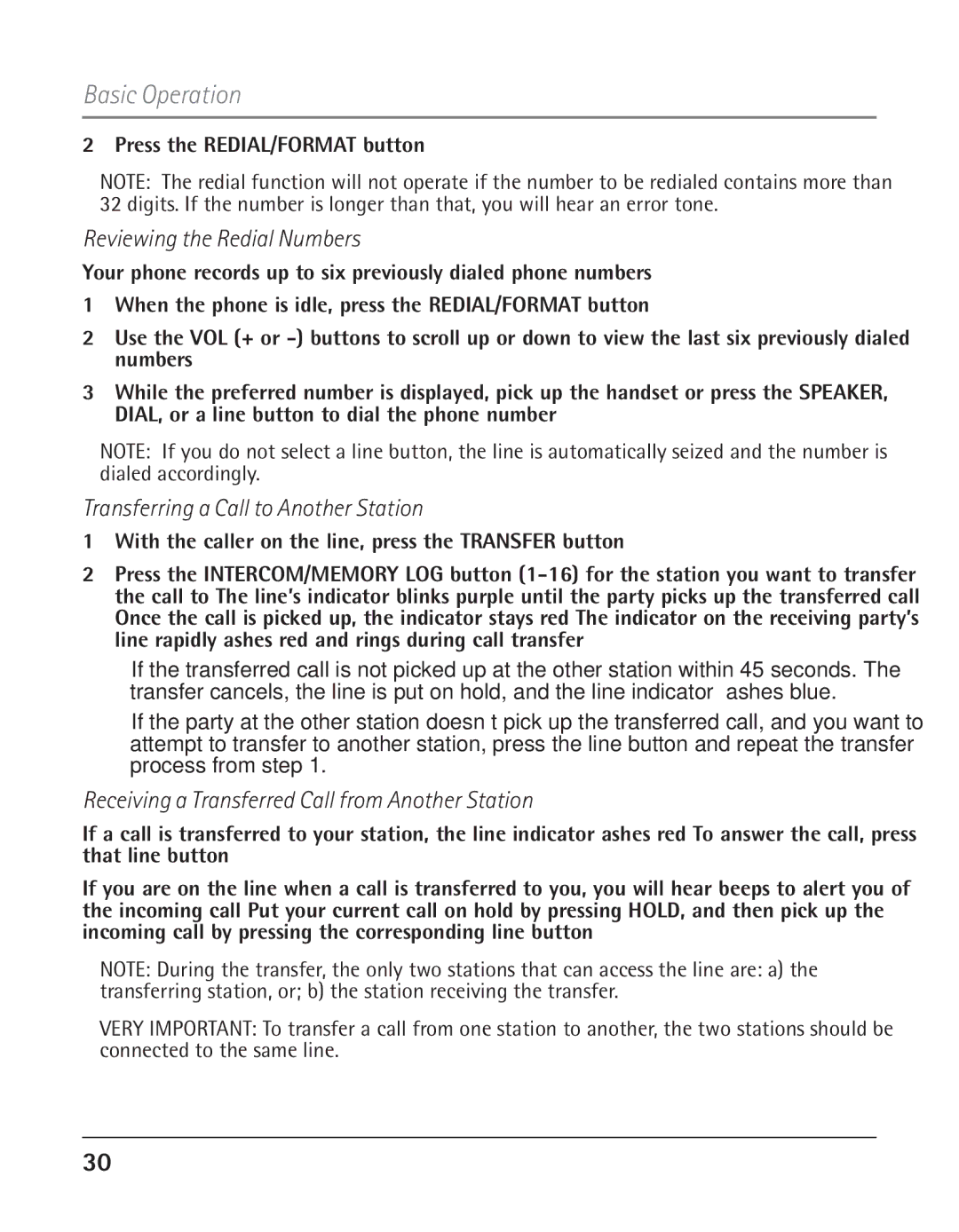 RCA 25425RE1A manual Reviewing the Redial Numbers, Transferring a Call to Another Station 