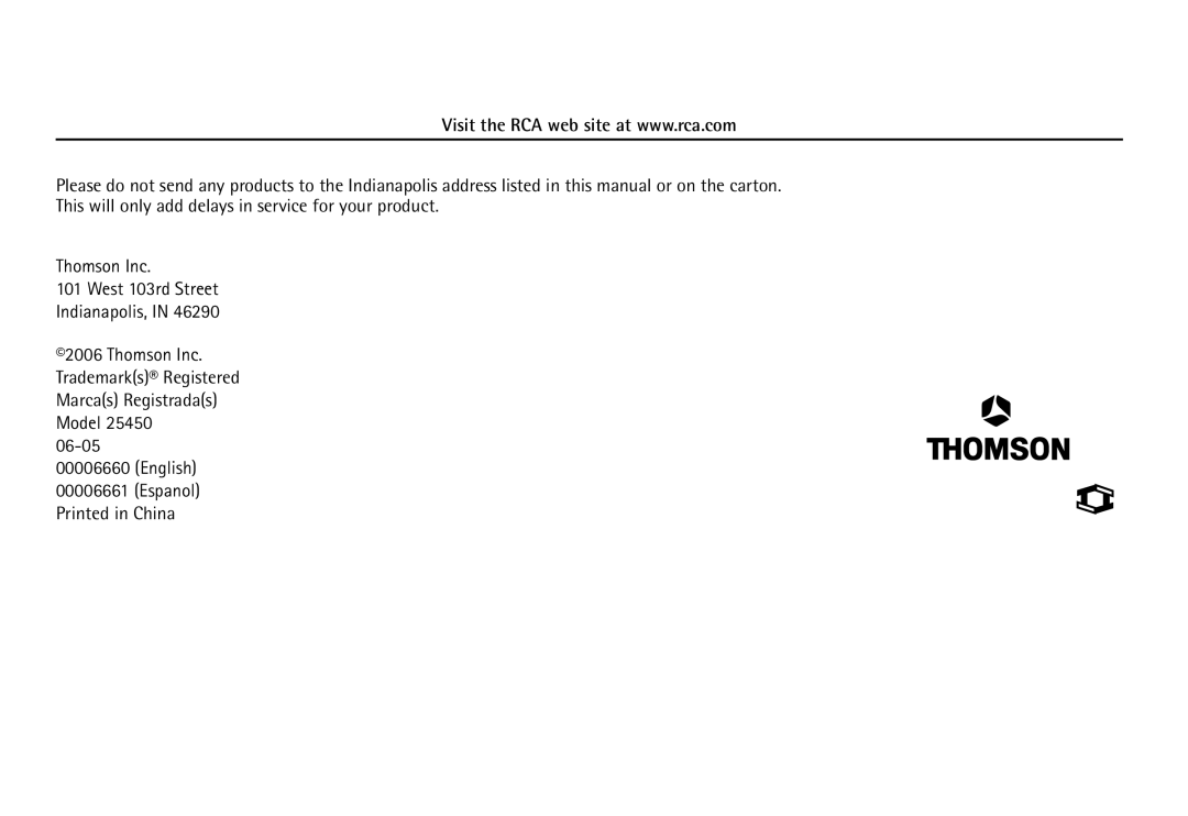 RCA 25450 manual English Espanol 