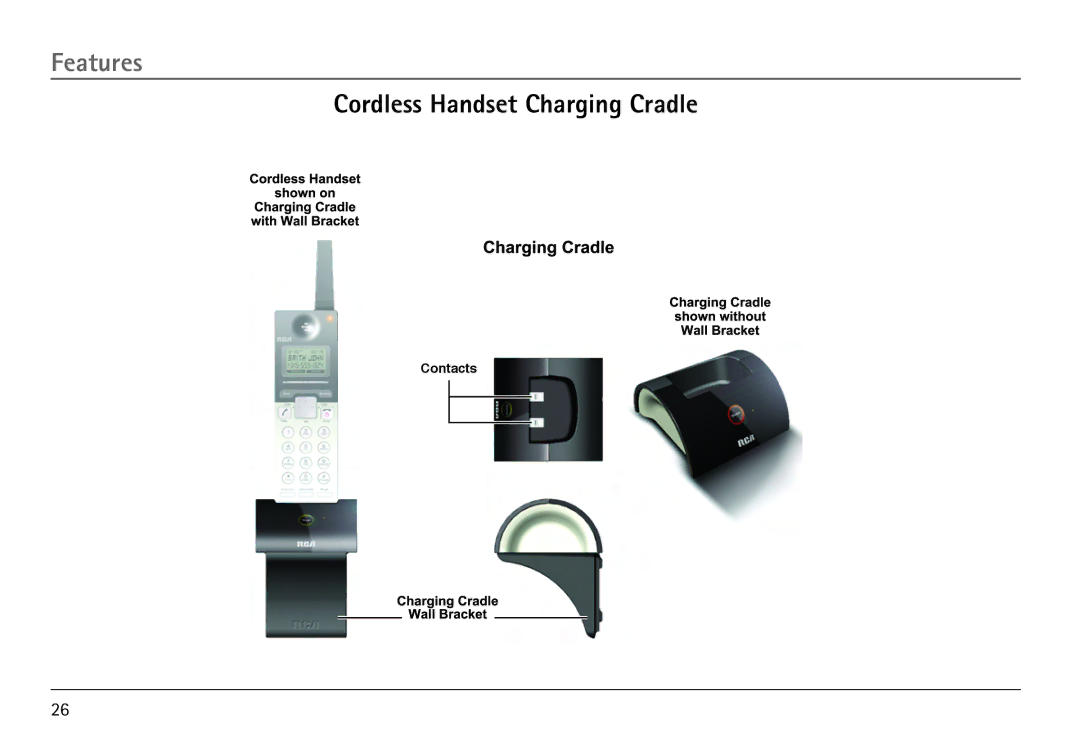 RCA 25450 manual Cordless Handset Charging Cradle 