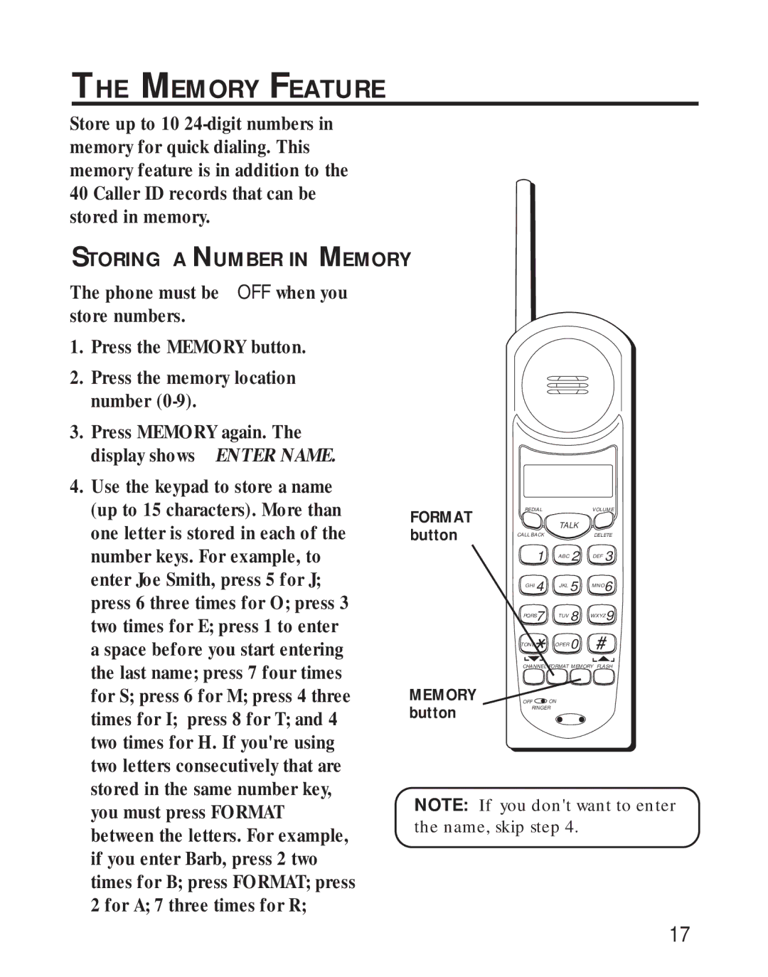 RCA 26730 manual Memory Feature, Storing a Number in Memory 