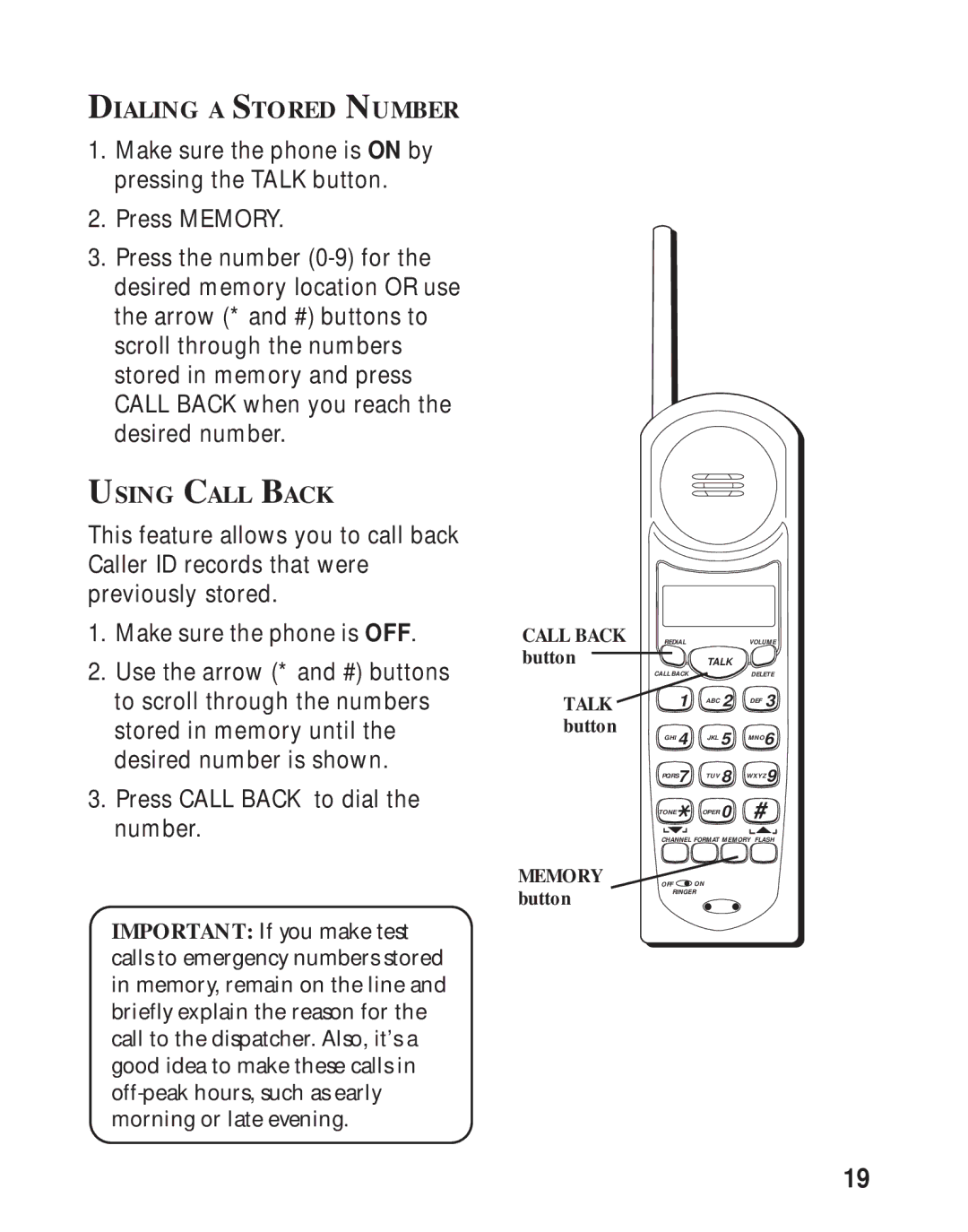 RCA 26730 manual Dialing a Stored Number, Using Call Back 