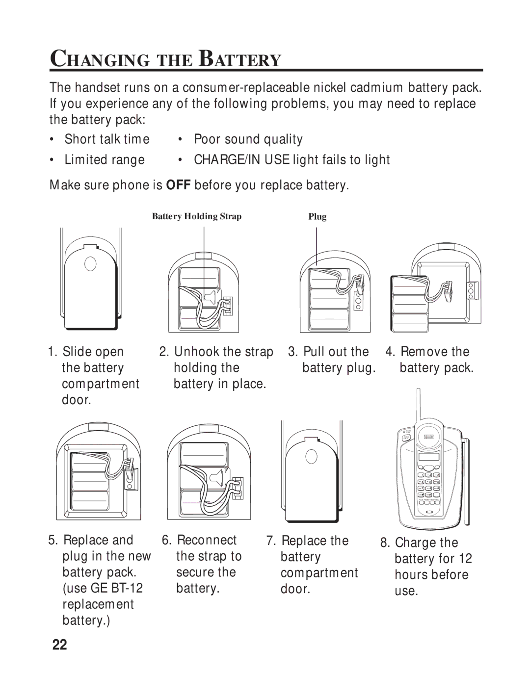 RCA 26730 manual Changing the Battery 