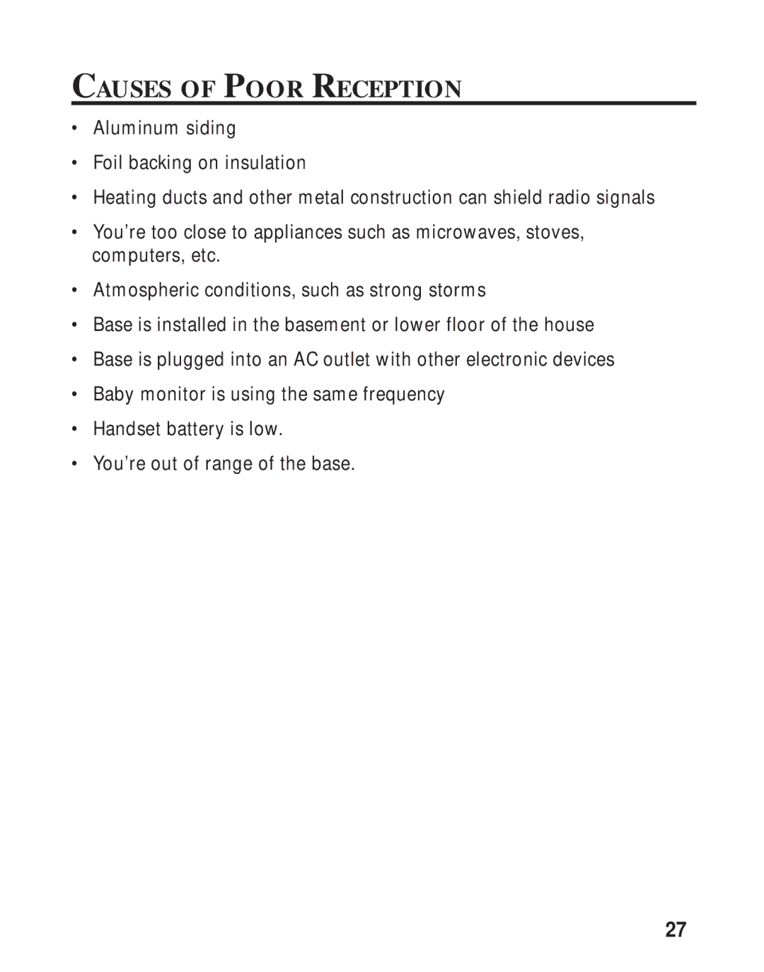 RCA 26730 manual Causes of Poor Reception 