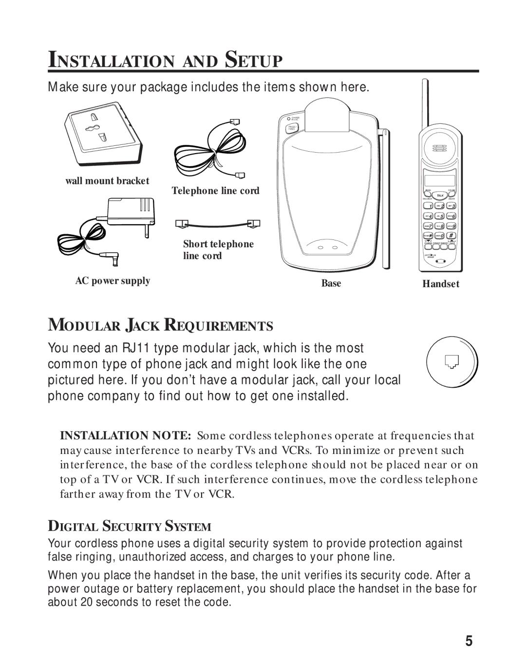 RCA 26730 manual Installation and Setup, Modular Jack Requirements 