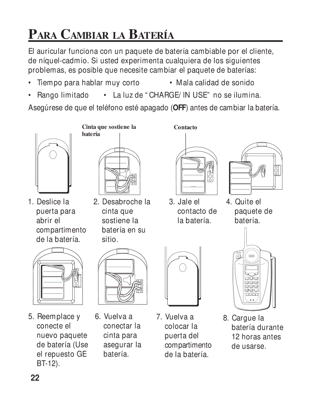 RCA 26730 manual Para Cambiar LA Batería 