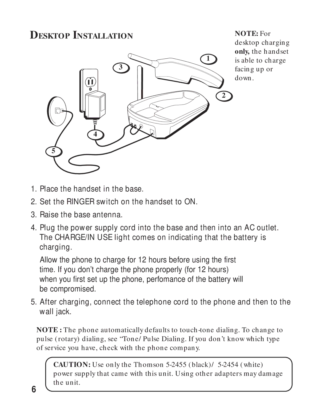 RCA 26730 manual Desktop Installation 