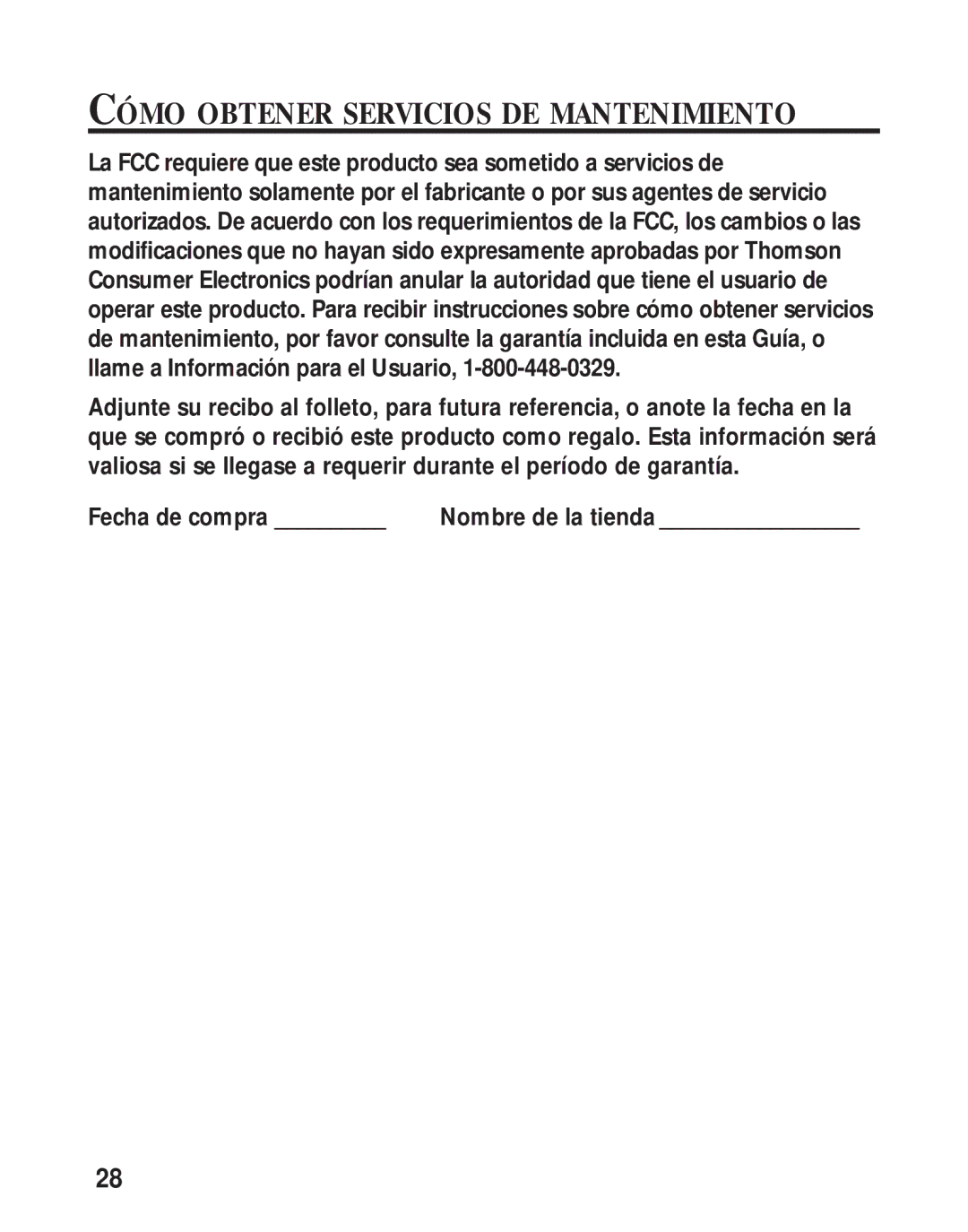 RCA 26730 manual Cómo Obtener Servicios DE Mantenimiento 